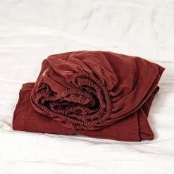 Budget 🌟 AmourLinen Linen fitted sheet in Terracotta 😍