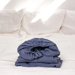 Buy 🥰 AmourLinen Linen fitted sheet in Blue Gray 🎁