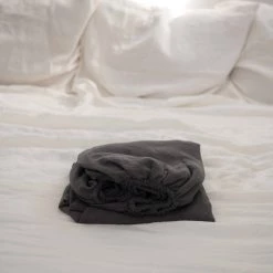 Cheap ✔️ AmourLinen Linen fitted sheet in Charcoal 🔥